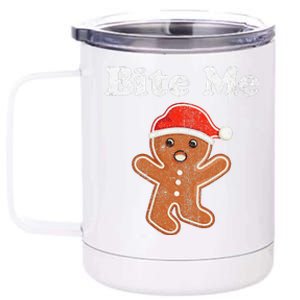 Funny Gingerbread Man Bite Me Christmas Cookie Costume 12 oz Stainless Steel Tumbler Cup