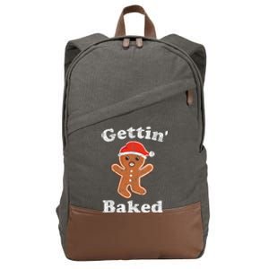 Funny Gingerbread Man Gettin Baked Cookie Baking Christmas Cotton Canvas Backpack