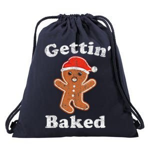 Funny Gingerbread Man Gettin Baked Cookie Baking Christmas Drawstring Bag