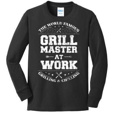 Funny Grill Master BBQ Chef Smoked Meat Lover Gift Barbecue Kids Long Sleeve Shirt