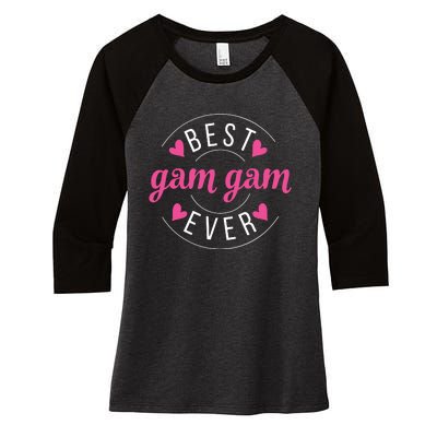 Funny Grandma Mothers Day For The Best Gam Gam Ever VNeck Women's Tri-Blend 3/4-Sleeve Raglan Shirt