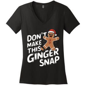 Fun Gingerbread Man Christmas & Graphic Women's V-Neck T-Shirt