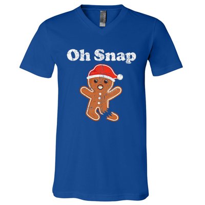 Funny Gingerbread Man Oh Snap Christmas Cookie Costume V-Neck T-Shirt