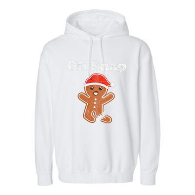 Funny Gingerbread Man Oh Snap Christmas Cookie Costume Garment-Dyed Fleece Hoodie