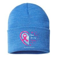 Funny Gift Mother I Wear Pink For My Mom Breast Cancer Awareness Gift Sustainable Knit Beanie