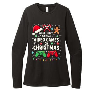 Funny Gamer Most Likely To Play Video Games Christmas Womens CVC Long Sleeve Shirt