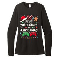 Funny Gamer Most Likely To Play Video Games Christmas Womens CVC Long Sleeve Shirt