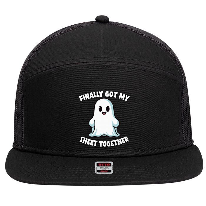 Finally Got My Sheet Together Boo Ghost Halloween 7 Panel Mesh Trucker Snapback Hat