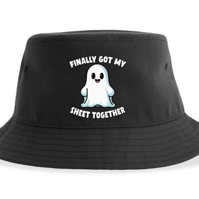 Finally Got My Sheet Together Boo Ghost Halloween Sustainable Bucket Hat