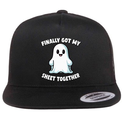 Finally Got My Sheet Together Boo Ghost Halloween Flatbill Hat