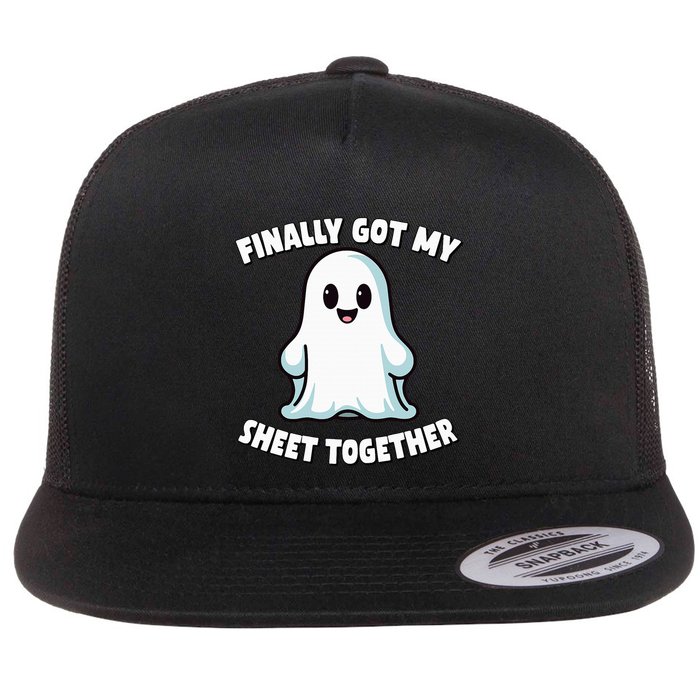 Finally Got My Sheet Together Boo Ghost Halloween Flatbill Hat