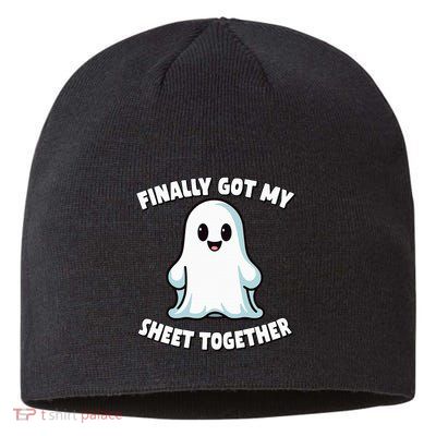 Finally Got My Sheet Together Boo Ghost Halloween Sustainable Beanie