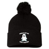 Finally Got My Sheet Together Boo Ghost Halloween Pom Pom 12in Knit Beanie