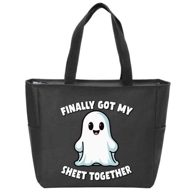 Finally Got My Sheet Together Boo Ghost Halloween Zip Tote Bag