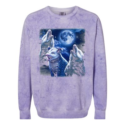 Funny Graphic Moons Opossum Starry Night & Opossums Possum Animals Colorblast Crewneck Sweatshirt