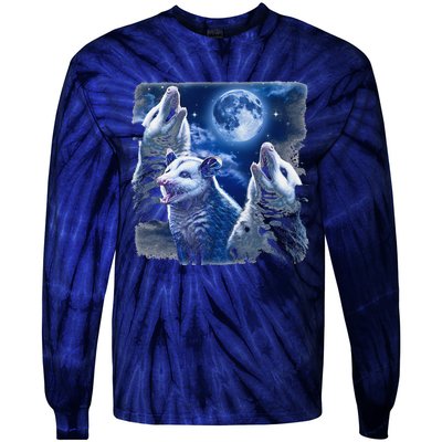 Funny Graphic Moons Opossum Starry Night & Opossums Possum Animals Tie-Dye Long Sleeve Shirt