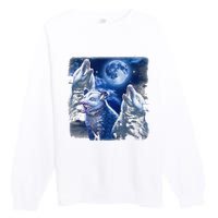 Funny Graphic Moons Opossum Starry Night & Opossums Possum Animals Premium Crewneck Sweatshirt