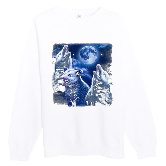 Funny Graphic Moons Opossum Starry Night & Opossums Possum Animals Premium Crewneck Sweatshirt