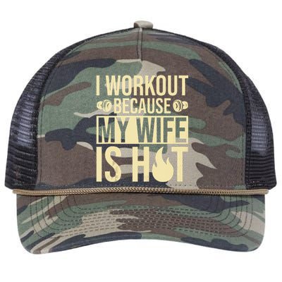 Fitness Gym Motivation I Workout Because My Wife Is Hot Retro Rope Trucker Hat Cap