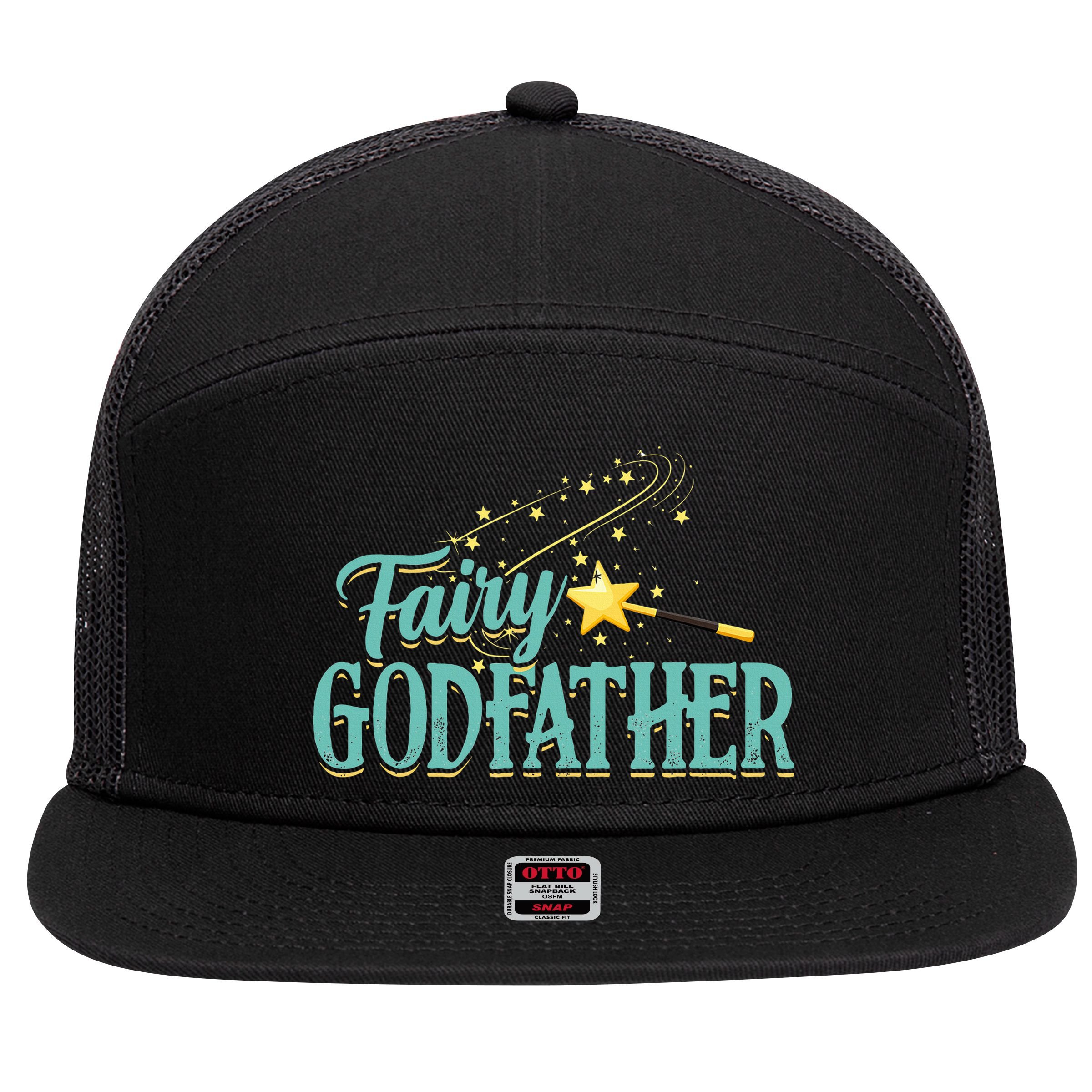 Fairy Godfather Magical Imaginary Being Fiction Fairy 7 Panel Mesh Trucker Snapback Hat