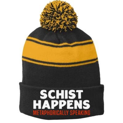 Funny Geologist Mineral Geology Rocks Collector Teacher Gift Stripe Pom Pom Beanie