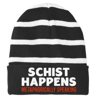 Funny Geologist Mineral Geology Rocks Collector Teacher Gift Striped Beanie with Solid Band