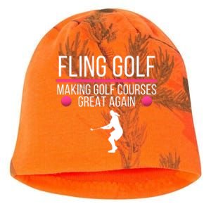 Fling Golf Making Golf Courses Great Again Funny Fling Golf Retro Fling Golf Kati - Camo Knit Beanie