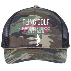 Fling Golf Making Golf Courses Great Again Funny Fling Golf Retro Fling Golf Retro Rope Trucker Hat Cap