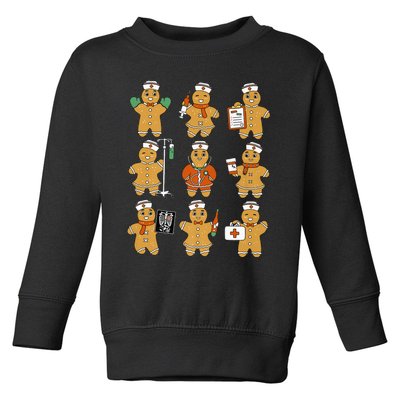 Funny Gingerbread Nurse Christmas Xmas Holiday Pajamas Retro Toddler Sweatshirt