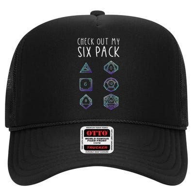 Funny Gamer Nerdy Gamer Tee Check Out Six Pack High Crown Mesh Back Trucker Hat