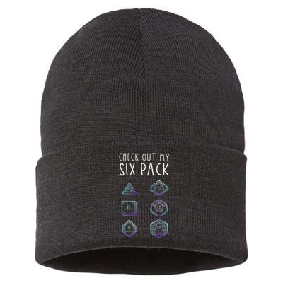 Funny Gamer Nerdy Gamer Tee Check Out Six Pack Sustainable Knit Beanie