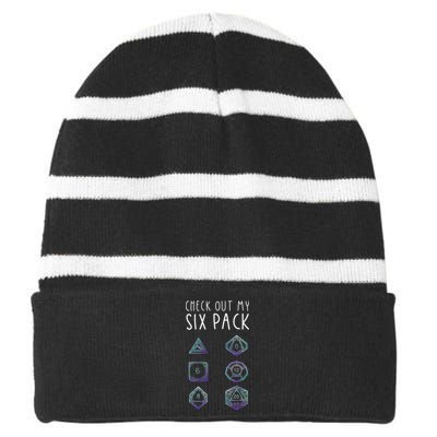 Funny Gamer Nerdy Gamer Tee Check Out Six Pack Striped Beanie with Solid Band