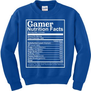 Funny Gamer Nutrition Facts Gaming Chart Pizzas Eating Cool Great Gift Kids Sweatshirt