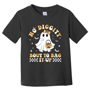 Funny Ghost No Diggity Bout To Bag It Up Spooky Halloween Toddler T-Shirt