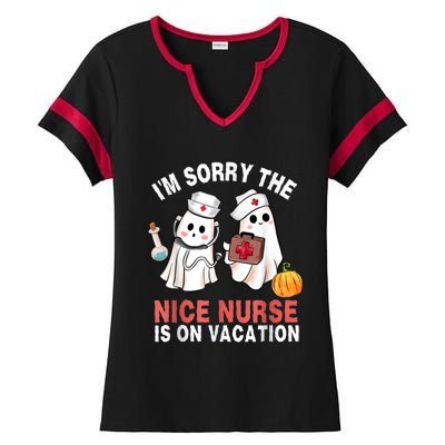 Funny Ghost Nurse Boo Nurse Halloween Costume Nursing Ladies Halftime Notch Neck Tee