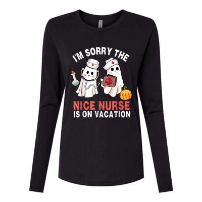 Funny Ghost Nurse Boo Nurse Halloween Costume Nursing Womens Cotton Relaxed Long Sleeve T-Shirt