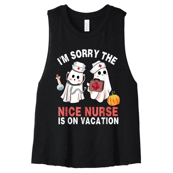 Funny Ghost Nurse Boo Nurse Halloween Costume Nursing Women's Racerback Cropped Tank