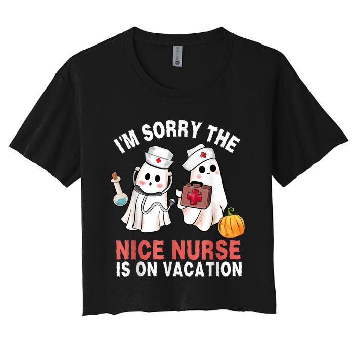 Funny Ghost Nurse Boo Nurse Halloween Costume Nursing Women's Crop Top Tee