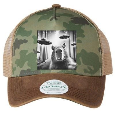 Funny Graphic Novelty Capybara Selfie With Ufo Weird Silly Legacy Tie Dye Trucker Hat