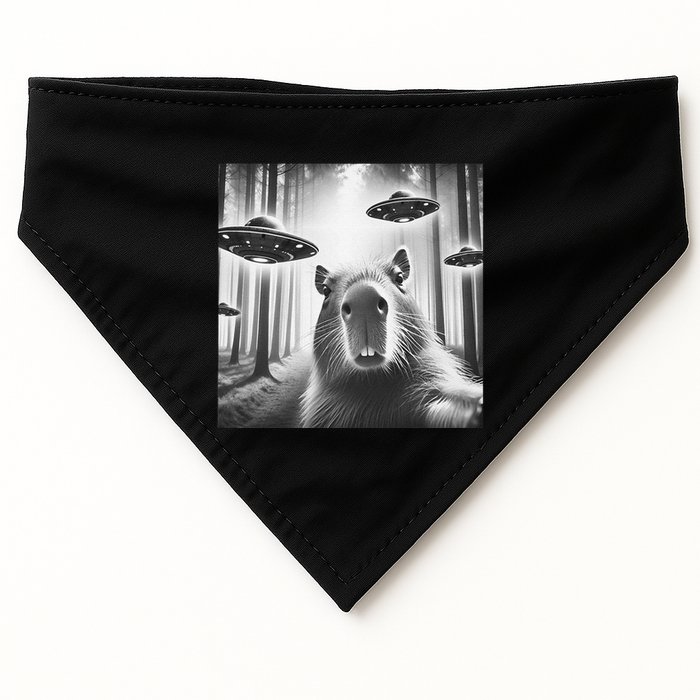 Funny Graphic Novelty Capybara Selfie With Ufo Weird Silly USA-Made Doggie Bandana
