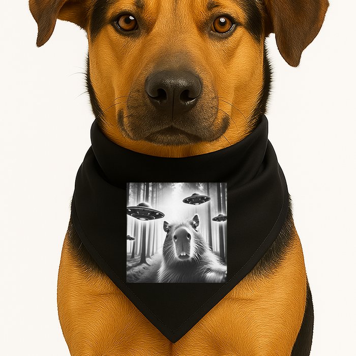Funny Graphic Novelty Capybara Selfie With Ufo Weird Silly USA-Made Doggie Bandana