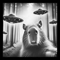Funny Graphic Novelty Capybara Selfie With Ufo Weird Silly USA-Made Doggie Bandana