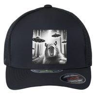 Funny Graphic Novelty Capybara Selfie With Ufo Weird Silly Flexfit Unipanel Trucker Cap