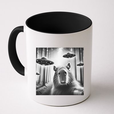 Funny Graphic Novelty Capybara Selfie With Ufo Weird Silly Mug