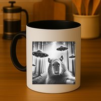 Funny Graphic Novelty Capybara Selfie With Ufo Weird Silly Mug