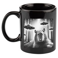Funny Graphic Novelty Capybara Selfie With Ufo Weird Silly 11oz C Handle Ceramic Mug