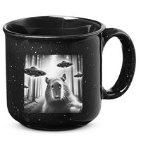 Funny Graphic Novelty Capybara Selfie With Ufo Weird Silly 15oz Campfire Ceramic Mug