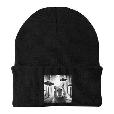 Funny Graphic Novelty Capybara Selfie With Ufo Weird Silly Beanie