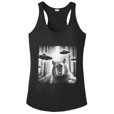 Funny Graphic Novelty Capybara Selfie With Ufo Weird Silly Ladies PosiCharge Competitor Racerback Tank