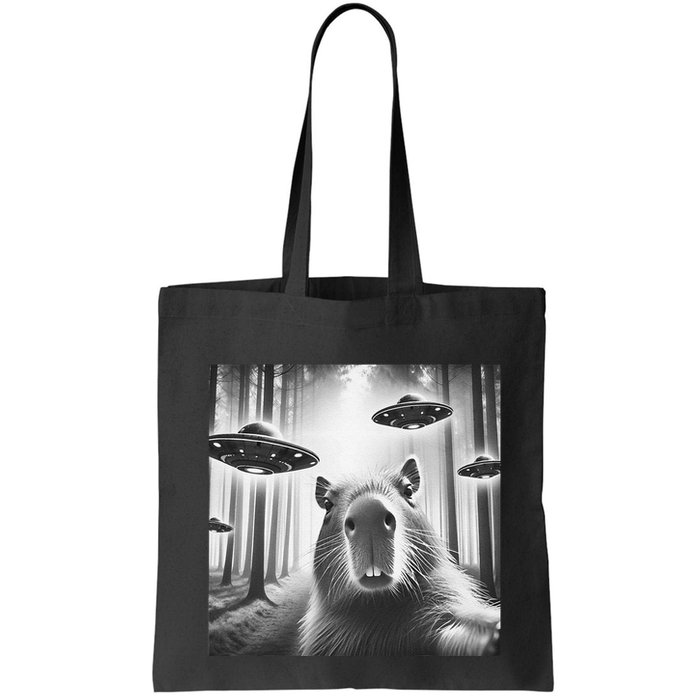 Funny Graphic Novelty Capybara Selfie With Ufo Weird Silly Bag